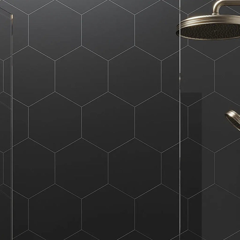 Metal Black 8x9 Matte Hexagon Porcelain Tile (25 pack, 9.93 sq ft/case) by Apollo Tile