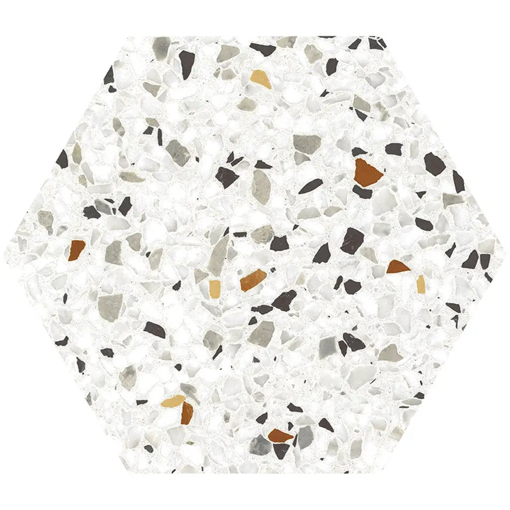 White Multicolor 8x9 Matte Hexagon Porcelain Tile (25 pack, 9.93 sq ft/case) by Apollo Tile
