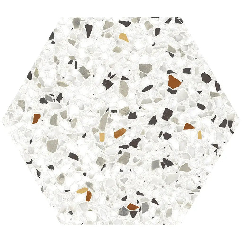 White Multicolor 8x9 Matte Hexagon Porcelain Tile (25 pack, 9.93 sq ft/case) by Apollo Tile