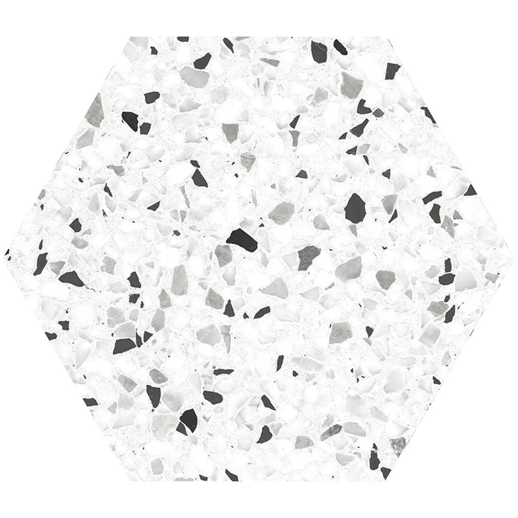 White Black 8x9 Matte Hexagon Porcelain Tile (25 pack, 9.93 sq ft/case) by Apollo Tile