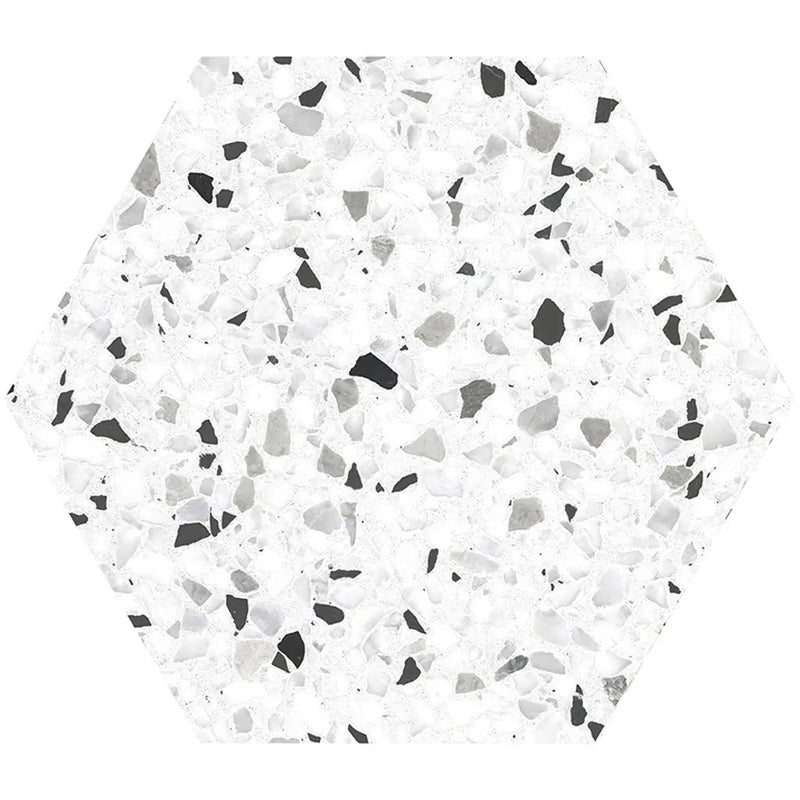 White Black 8x9 Matte Hexagon Porcelain Tile (25 pack, 9.93 sq ft/case) by Apollo Tile