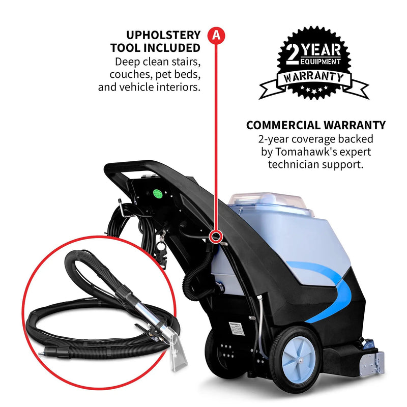 3-in-1 Commercial Carpet Extractor Cleaner, 18” Width, 9 Gallon Dual Tanks, Dual 1000W Motors for Hotels, Offices & Upholstery by Tomahawk Power