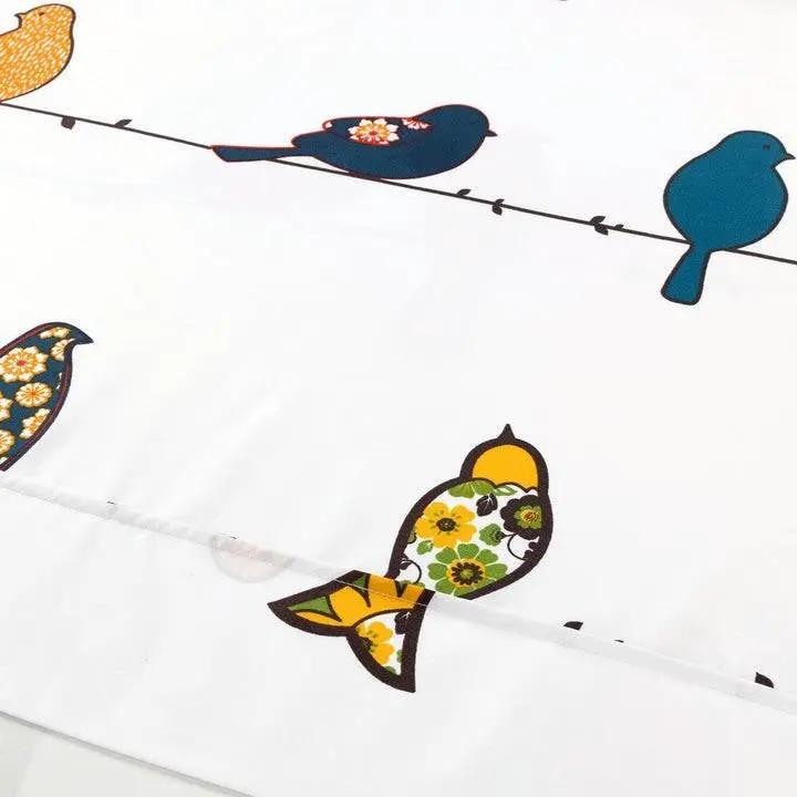 Full Teal Yellow White Floral Birds on Wire Soft Polyester 6 Piece Sheet Set by HomePacific