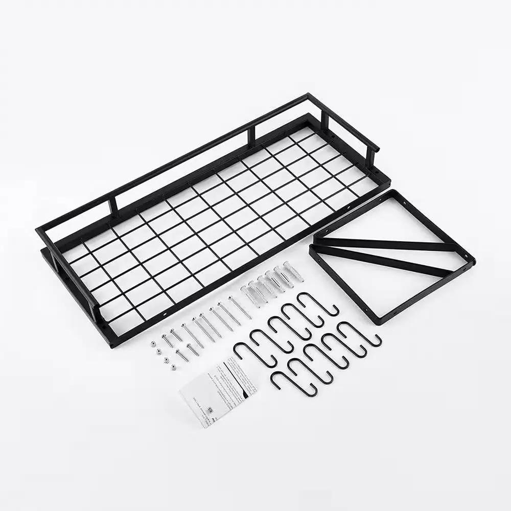 Matte Black Stainless Steel Wall Mounted Pot Rack with 10 Hanging Hooks by HomePacific
