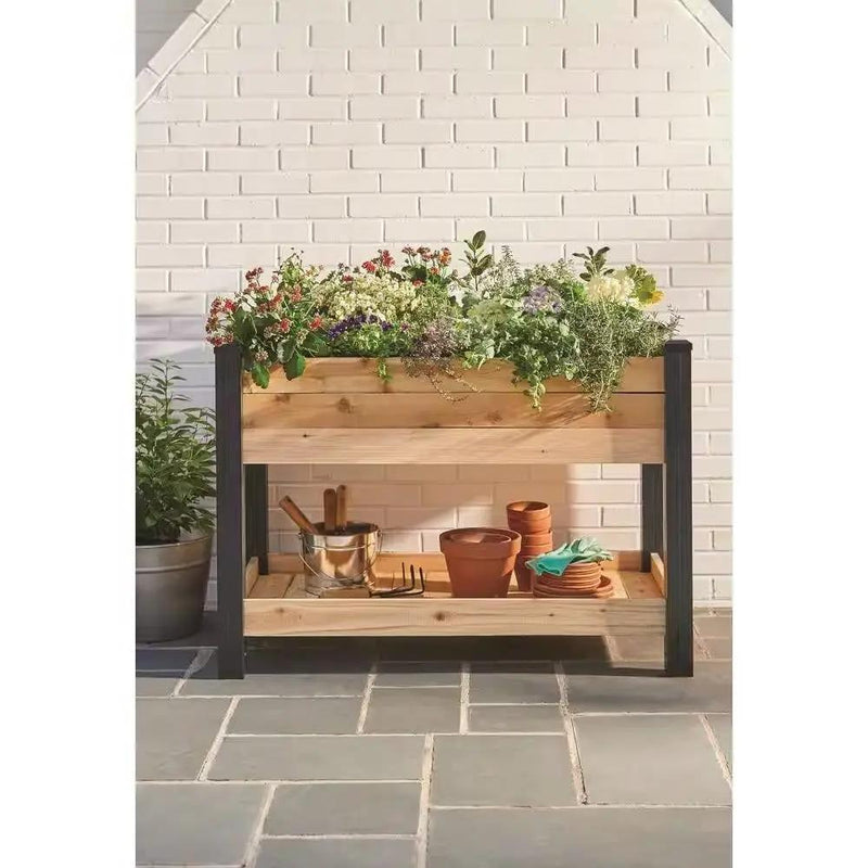2-Ft x 4-Ft Cedar Wood Raised Garden Bed Planter Bed with Black Vinyl Legs by HomePacific