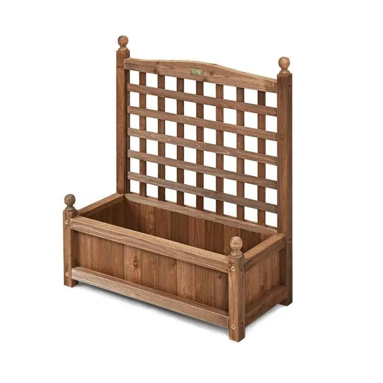 Natural Fir Wood Outdoor Garden Planter Box with 30-inch High Trellis by HomePacific