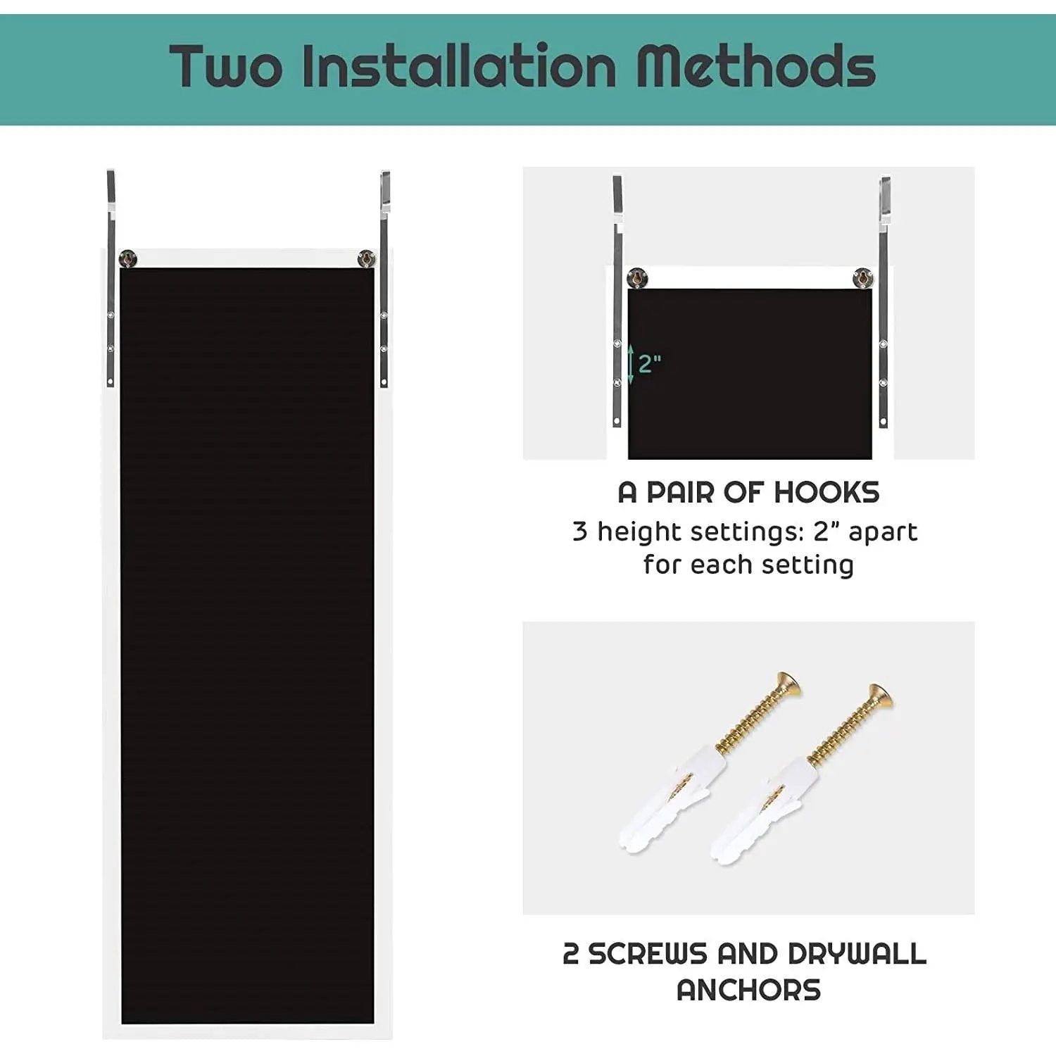 White Full Length Bedroom Mirror with Over the Door or Wall Mounted Design by HomePacific
