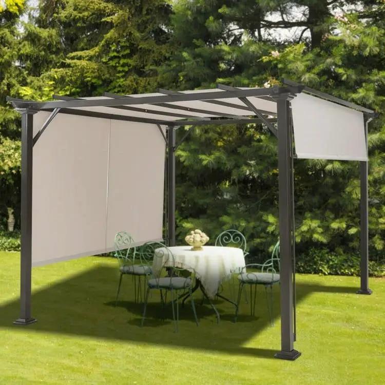 Modern 10 x 10 Ft Heavy Duty Metal Frame Pergola Gazebo with Beige Canopy by HomePacific