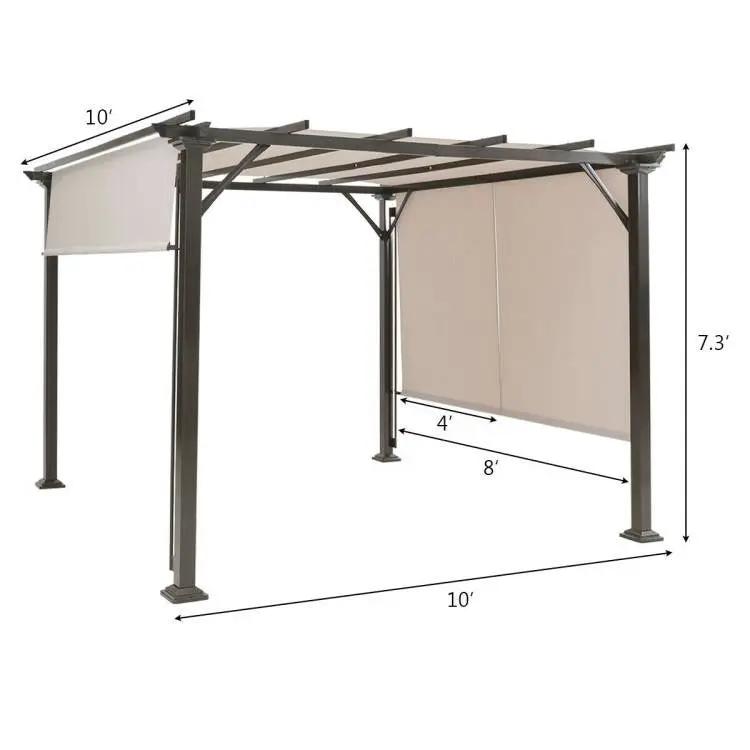 Modern 10 x 10 Ft Heavy Duty Metal Frame Pergola Gazebo with Beige Canopy by HomePacific