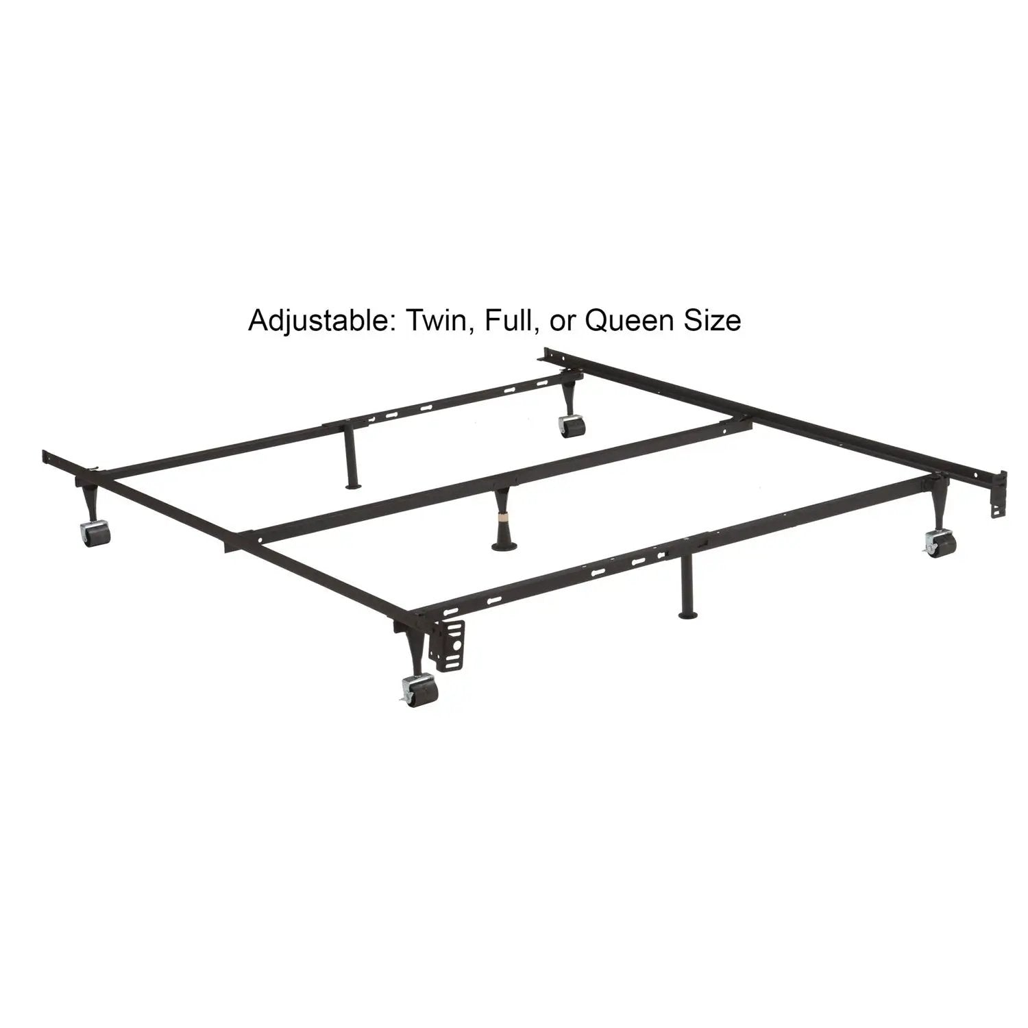 Twin, Full, Queen Sturdy Black Metal Adjustable Bed Frame w/Headboard Brackets by HomePacific
