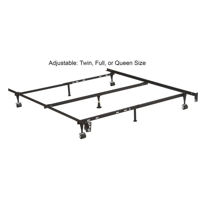 Twin, Full, Queen Sturdy Black Metal Adjustable Bed Frame w/Headboard Brackets by HomePacific