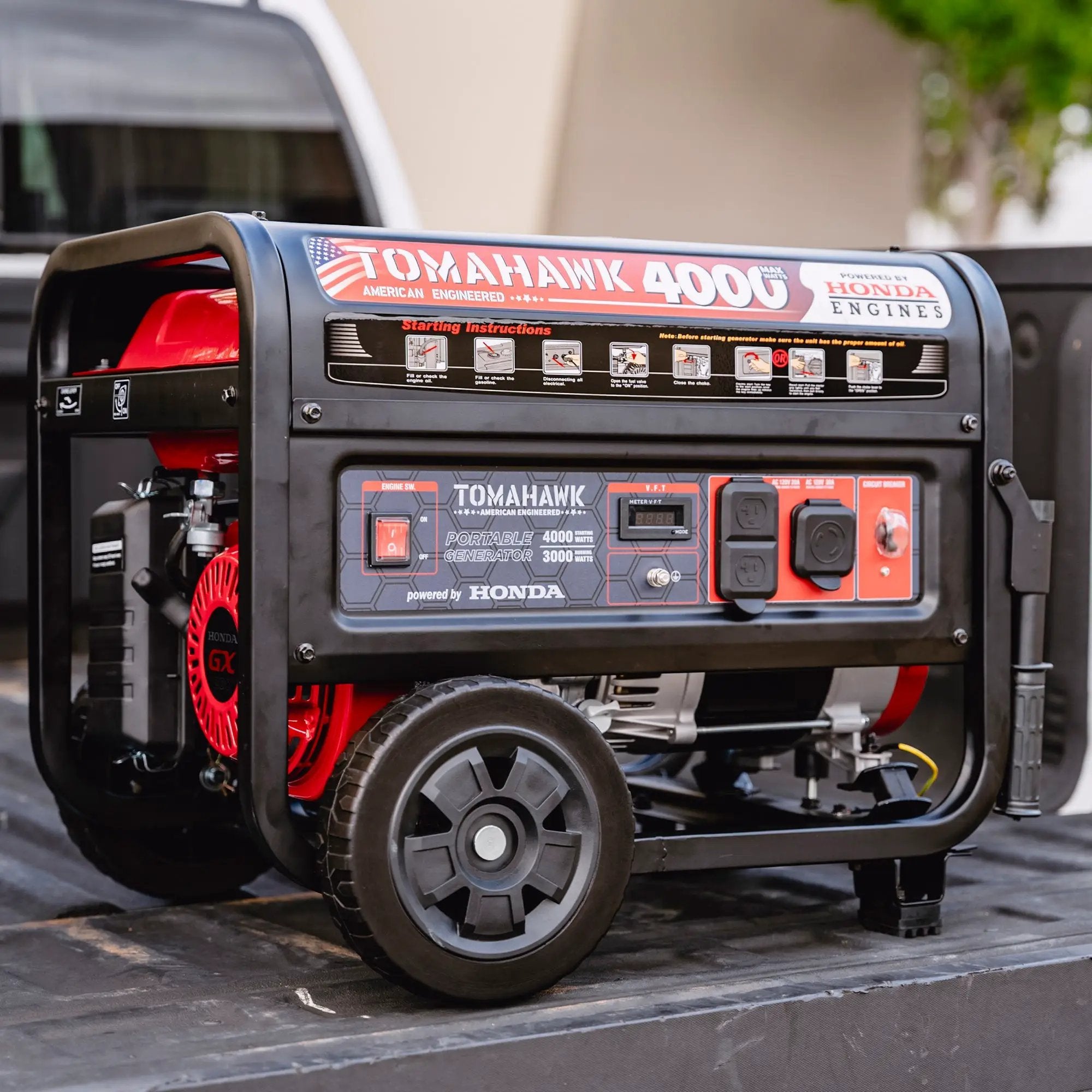 4000 Watt Honda Powered Generator Portable Gas Power Professional Use by Tomahawk Power