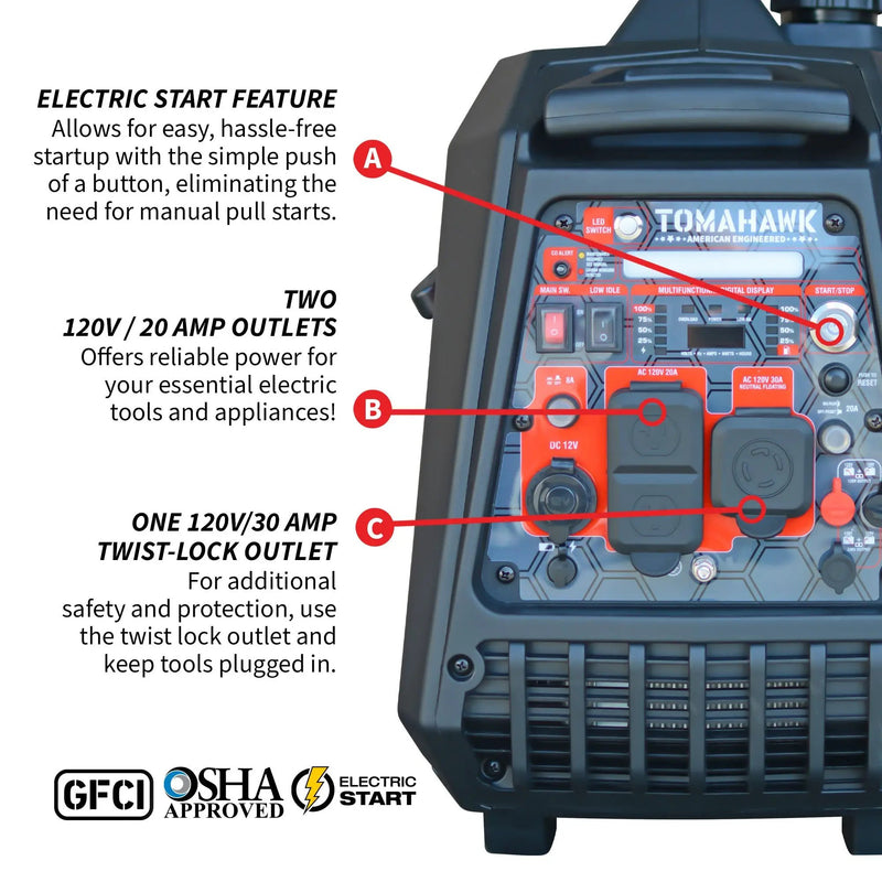 4500 Watt Inverter Generator Electronic Fuel Injection EFI Super Quiet Portable Gas Power Professional Use by Tomahawk Power