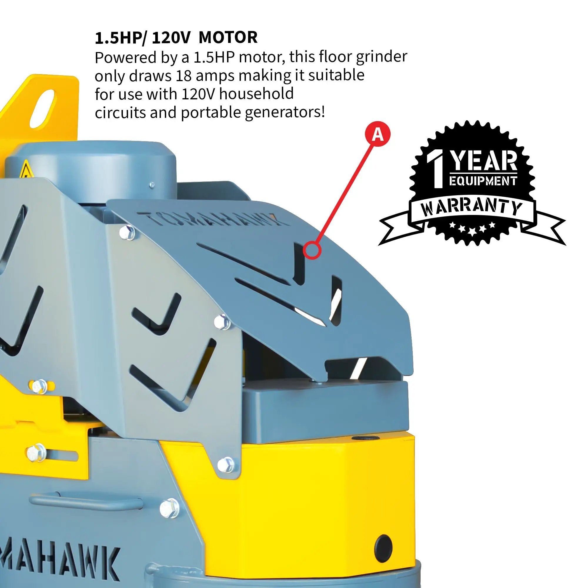 10" Electric Concrete Floor Grinder 1.5HP Motor for Smoothing, Floor Prep, Coatings by Tomahawk Power