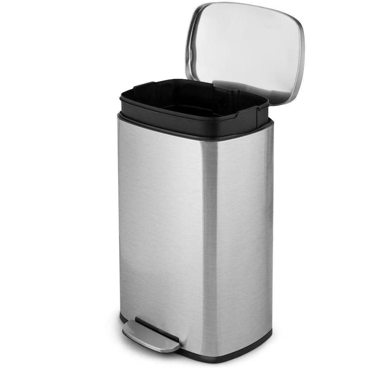 13-Gallon Modern Stainless Steel Kitchen Trash Can with Foot Step Pedal Design by HomePacific