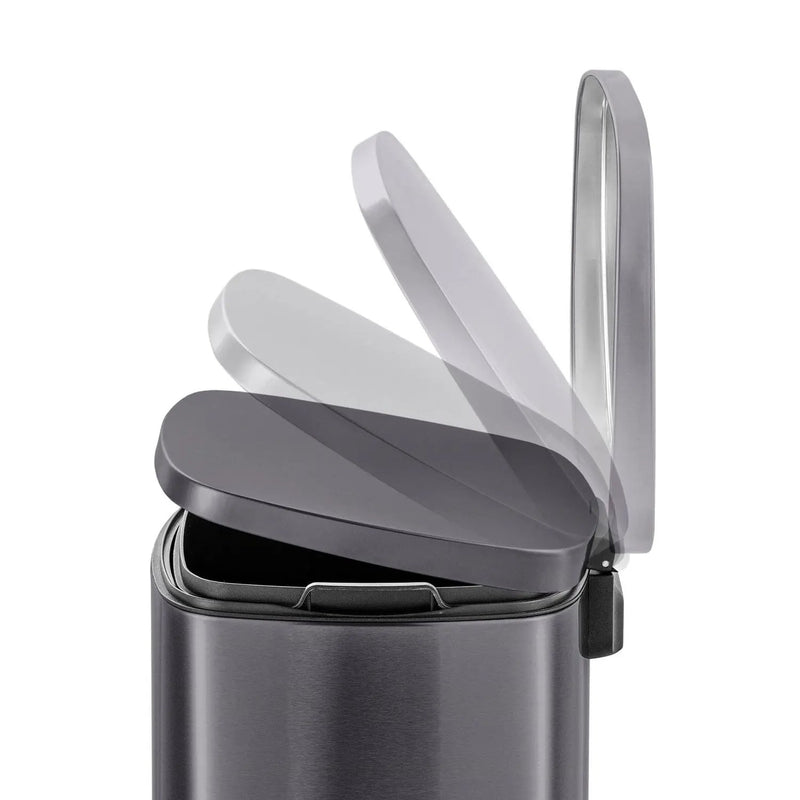13 Gallon Black Stainless Steel Kitchen Trash Can with Step Open Lid by HomePacific
