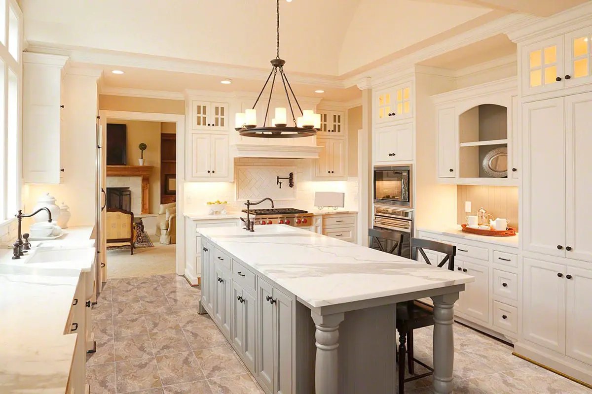 Tuscany Classic Honed Travertine Mosaics 0.82x1.87 in a finished room