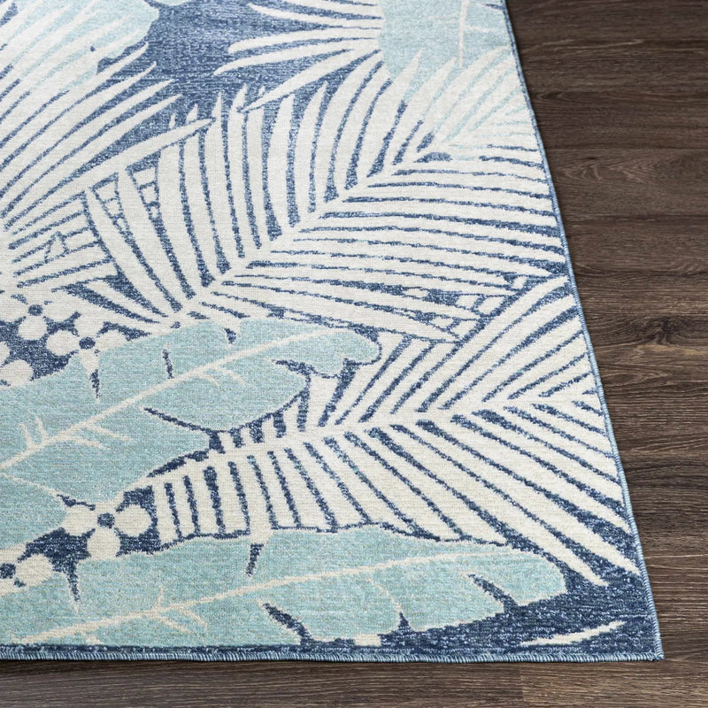 Thebarton Coastal Blue Palm Outdoor Area Rug by Boutique Rugs