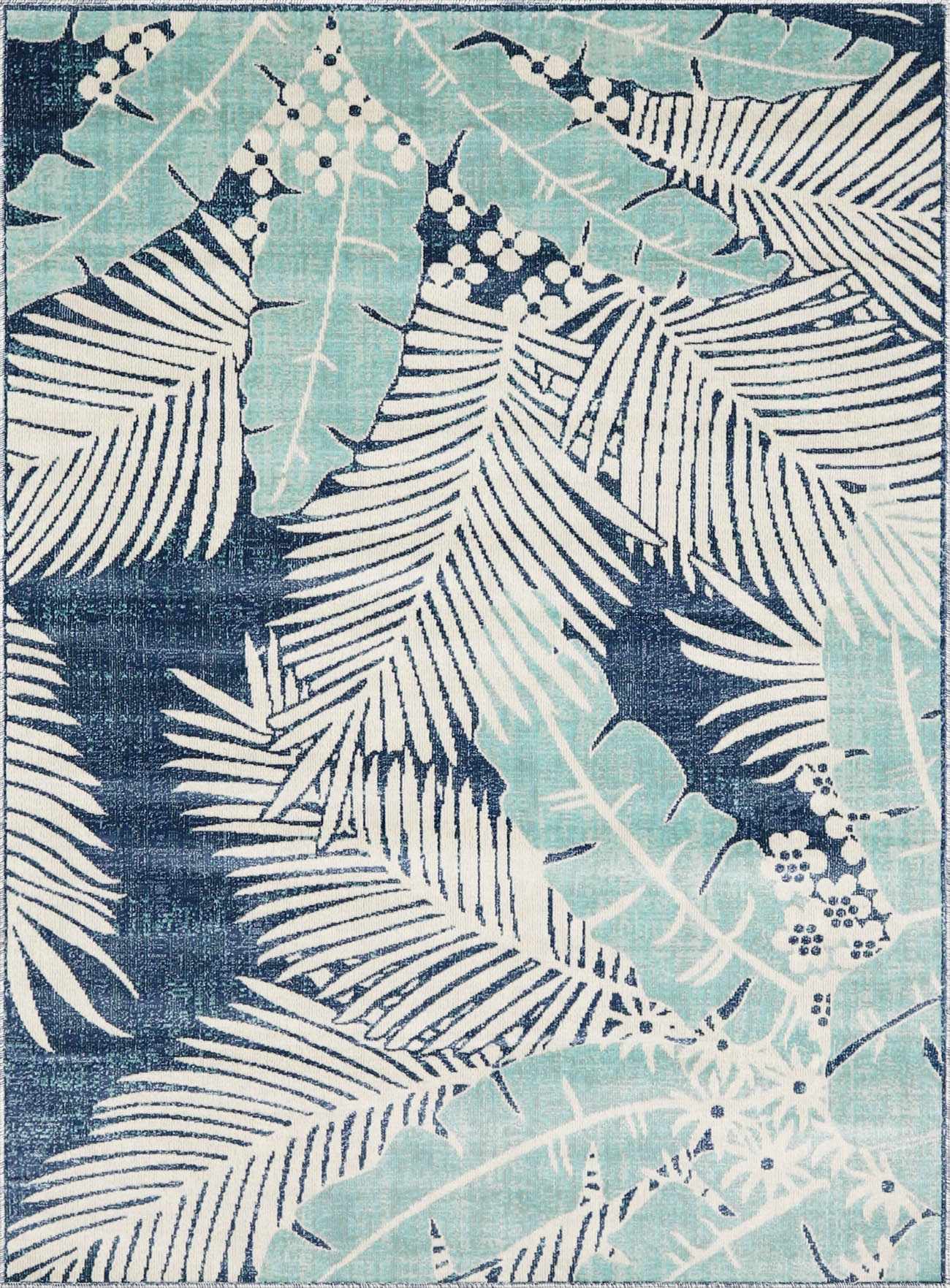 Thebarton Coastal Blue Palm Outdoor Area Rug by Boutique Rugs