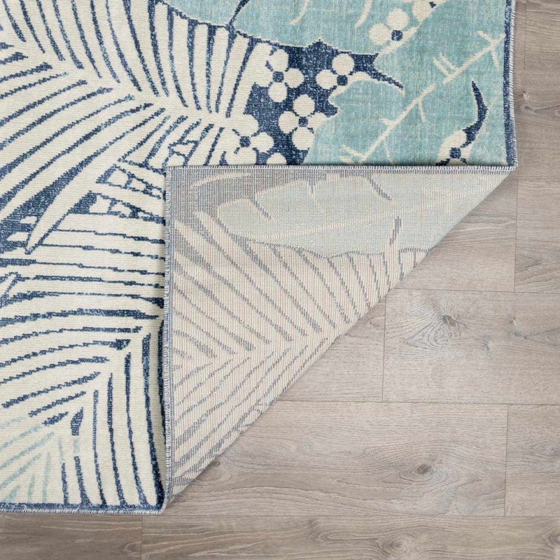 Thebarton Coastal Blue Palm Outdoor Area Rug by Boutique Rugs