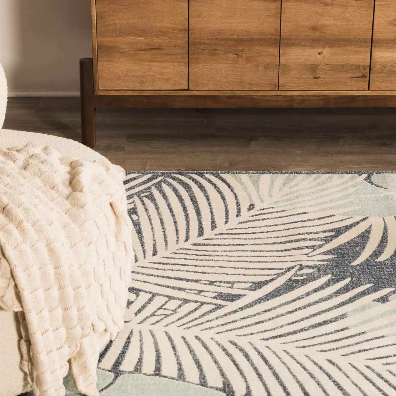 Thebarton Coastal Blue Palm Outdoor Area Rug by Boutique Rugs
