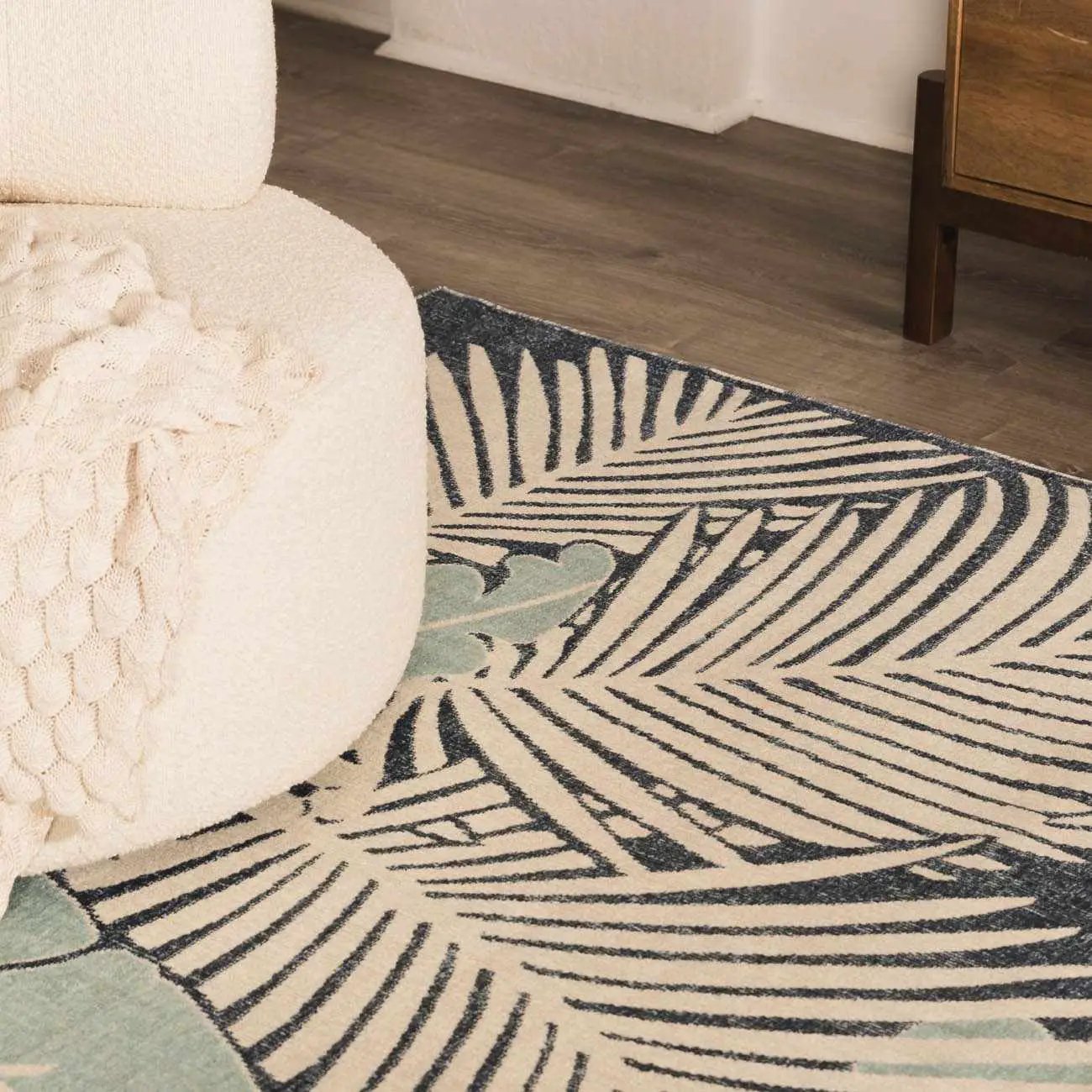 Thebarton Coastal Blue Palm Outdoor Area Rug by Boutique Rugs