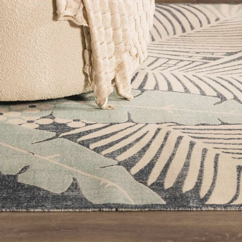 Thebarton Coastal Blue Palm Outdoor Area Rug by Boutique Rugs