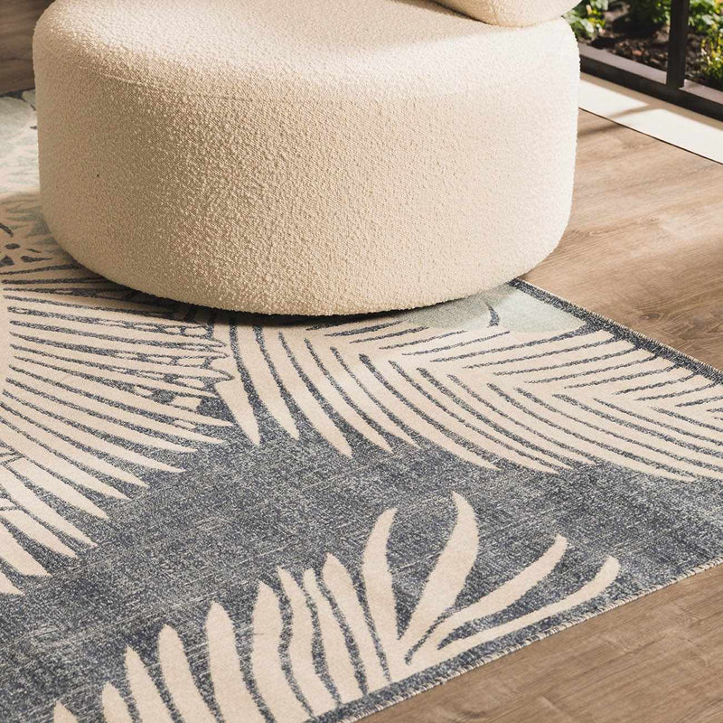 Thebarton Coastal Blue Palm Outdoor Area Rug by Boutique Rugs