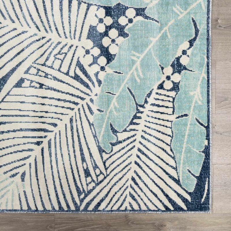 Thebarton Coastal Blue Palm Outdoor Area Rug by Boutique Rugs