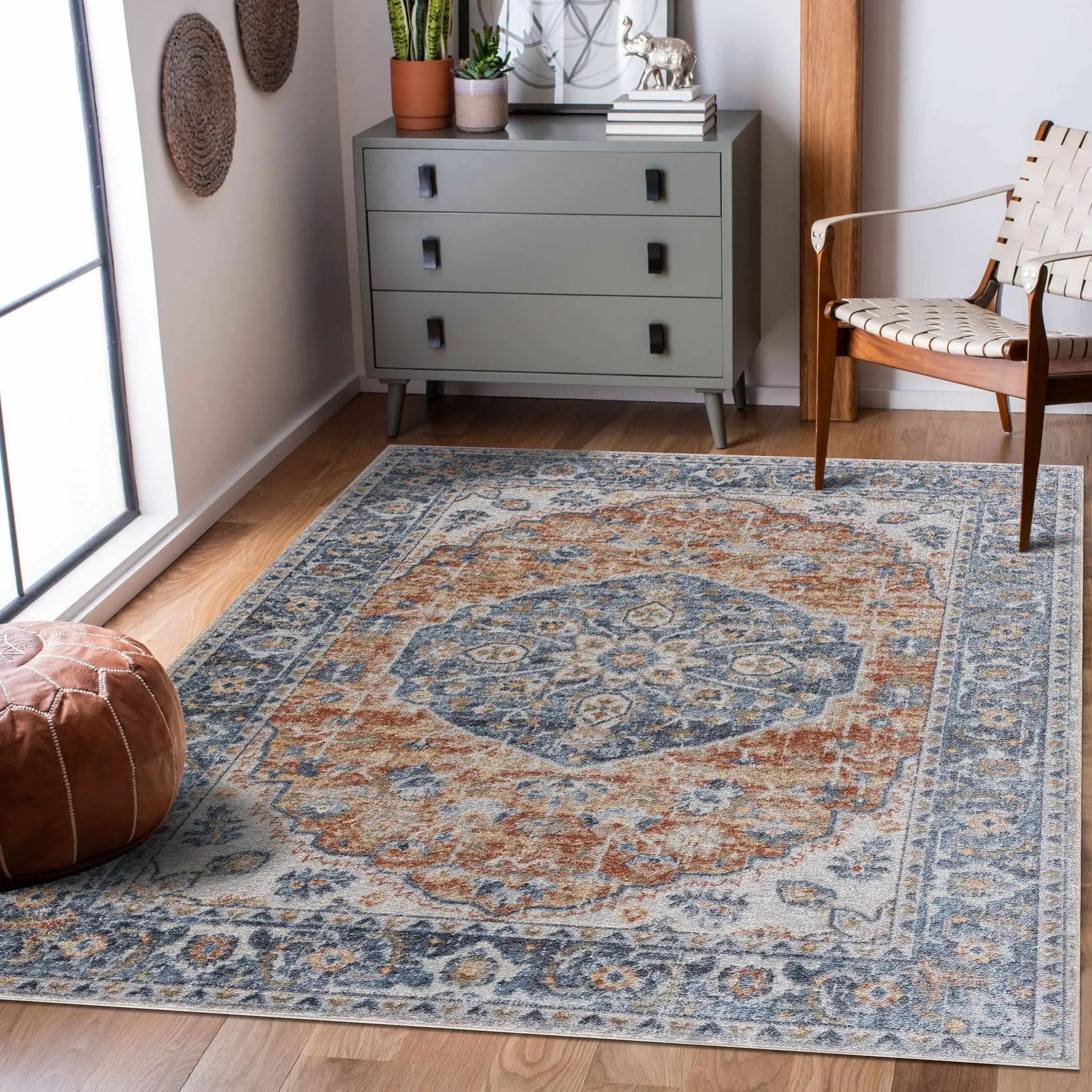 Rust Hiti Washable area rug - Clearance by Boutique Rugs