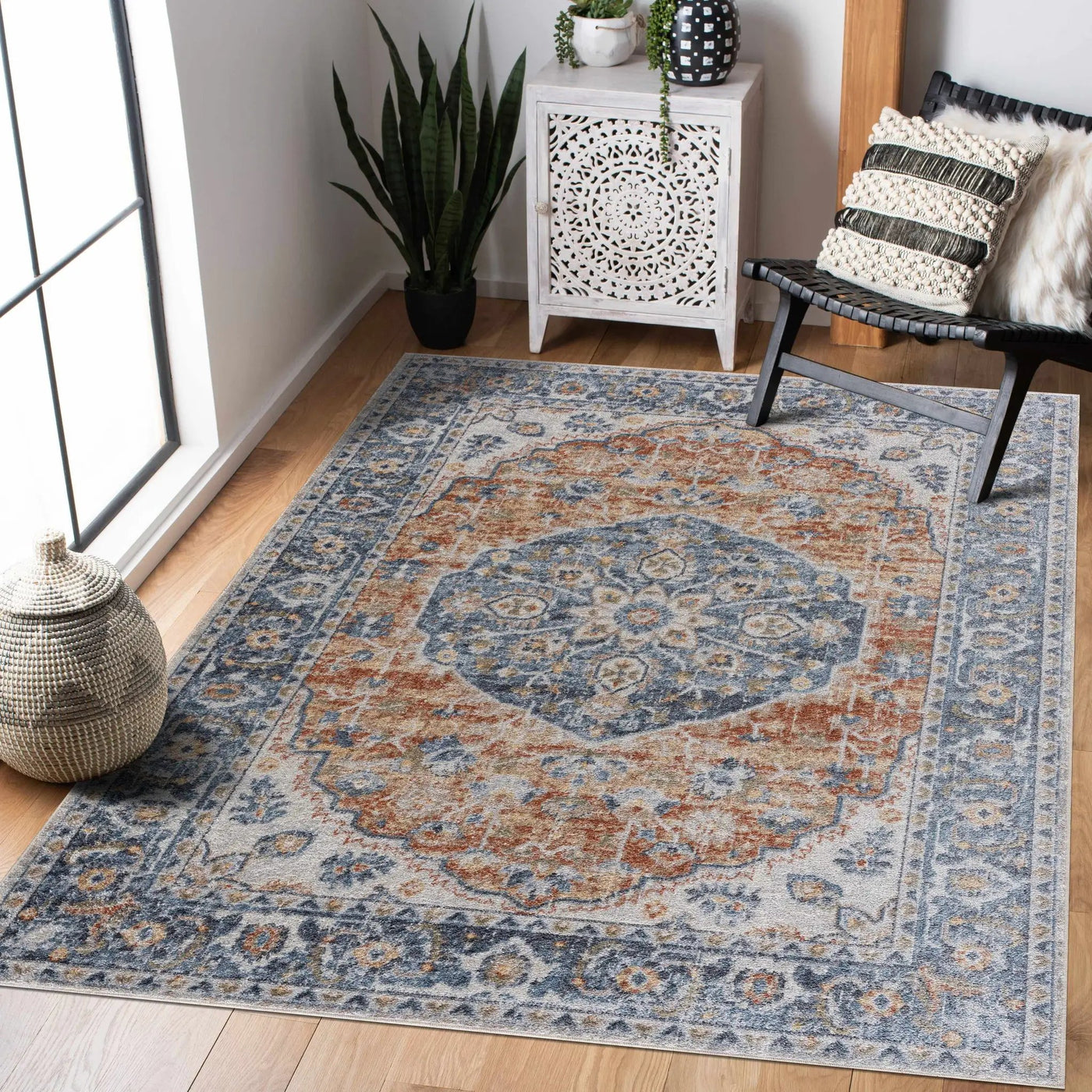 Rust Hiti Washable area rug - Clearance by Boutique Rugs
