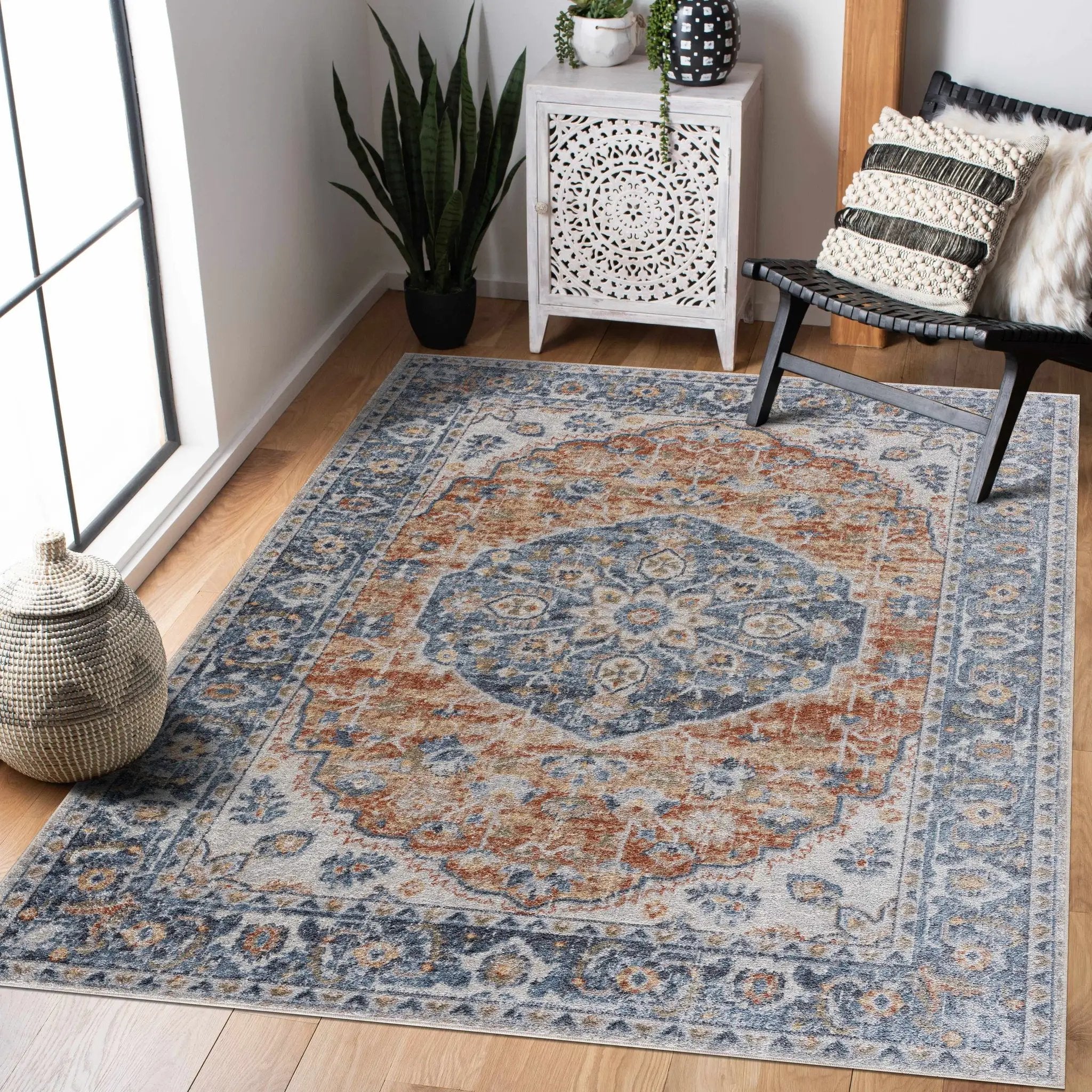 Rust Hiti Washable area rug - Clearance by Boutique Rugs
