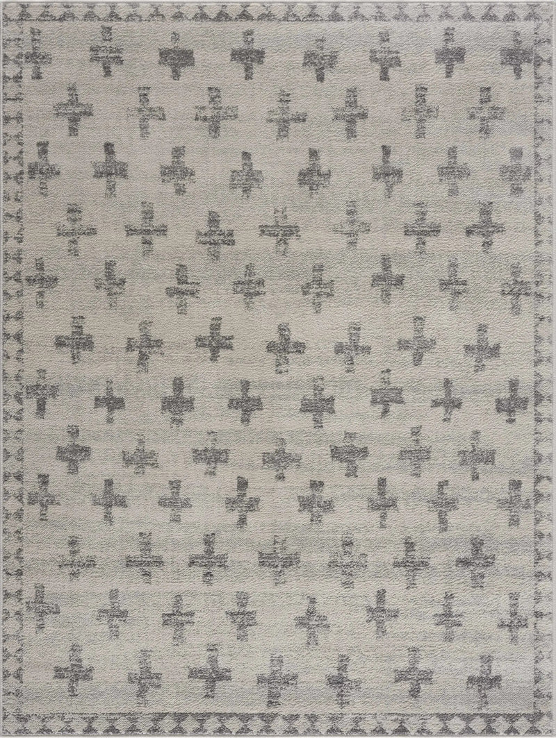 Tigris Swiss Cross Ivory & Gray 2322 Area Rug by Hauteloom