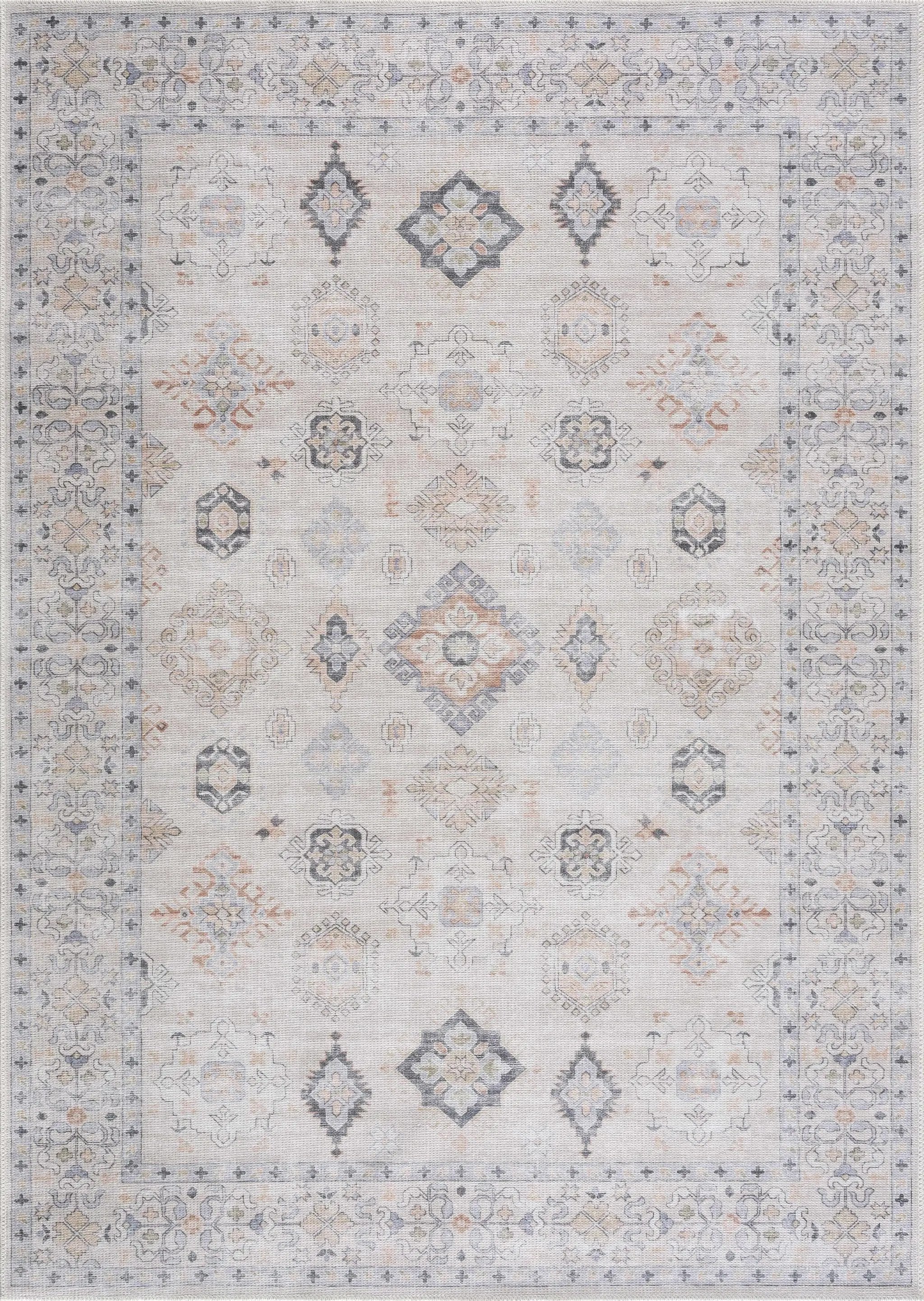 Beige Beckett Vintage Washable Area Rug by Hauteloom