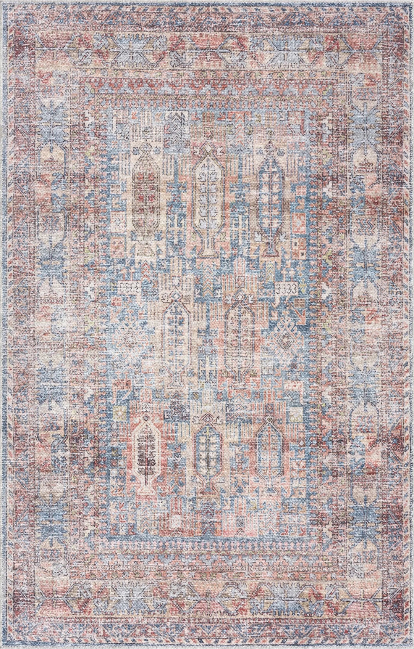 Burnt Orange Holi-2300 Washable Area Rug by Hauteloom