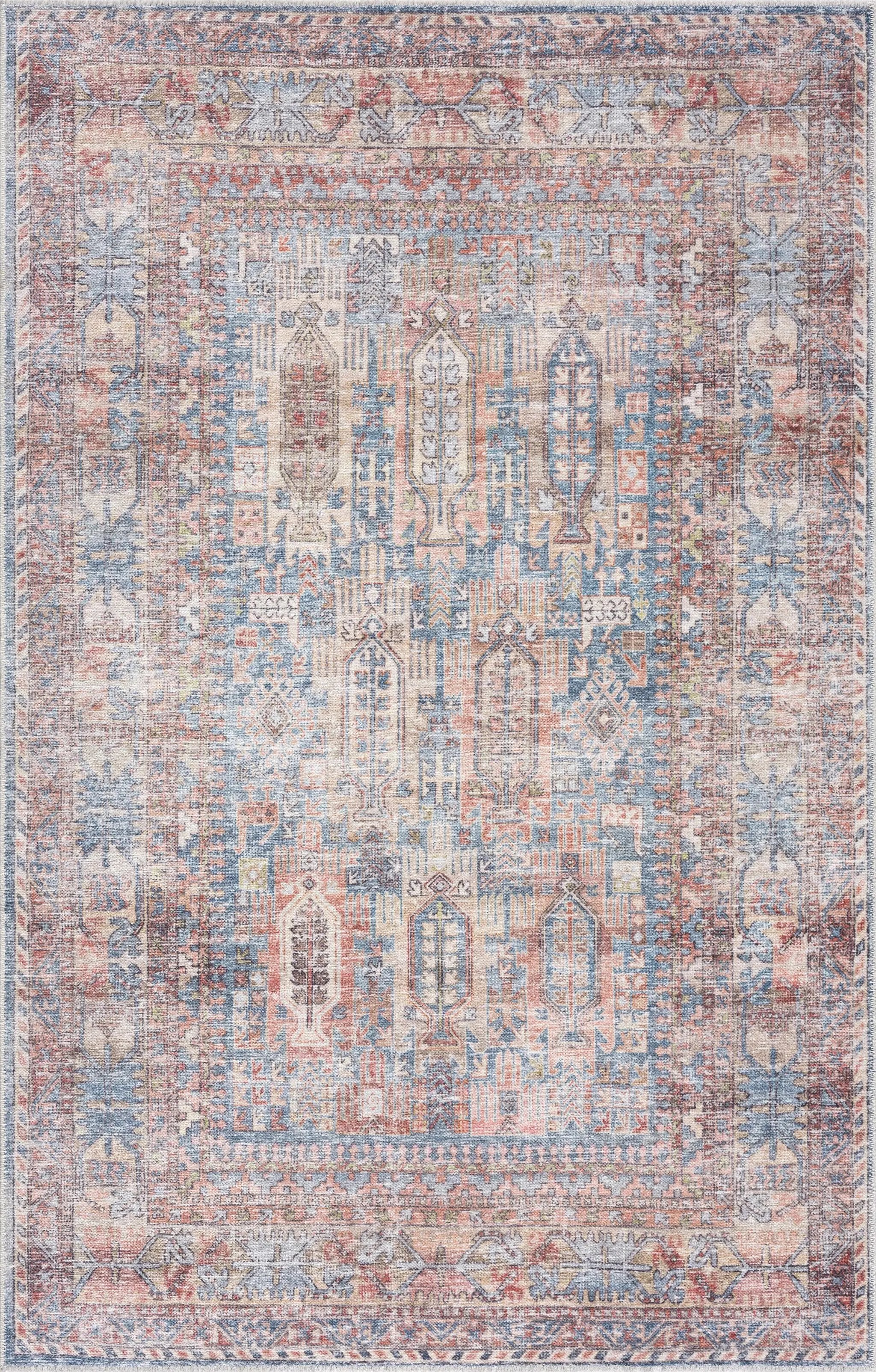 Burnt Orange Holi-2300 Washable Area Rug by Hauteloom