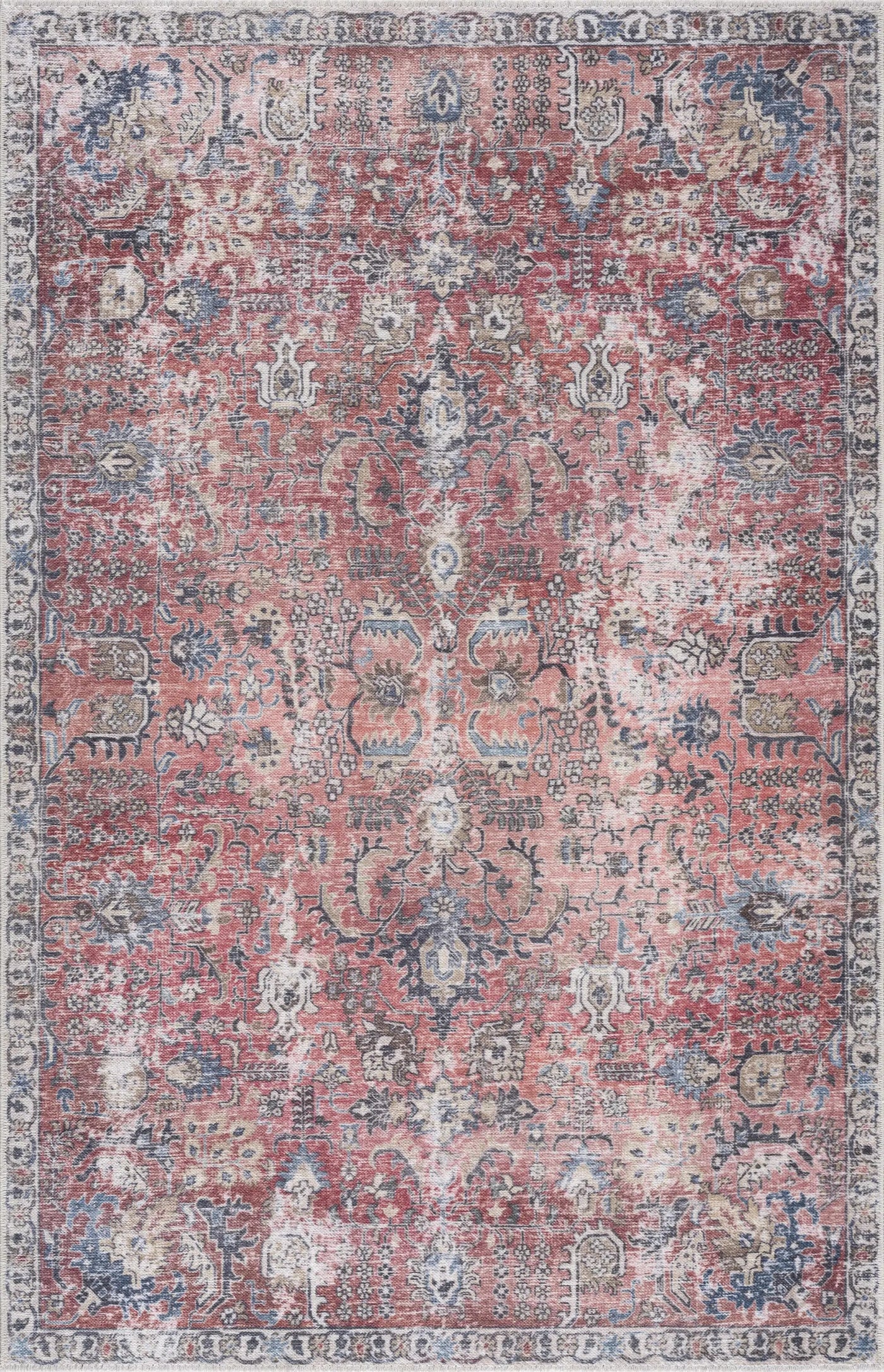 Burgundy Holi-2303 Washable Area Rug by Hauteloom
