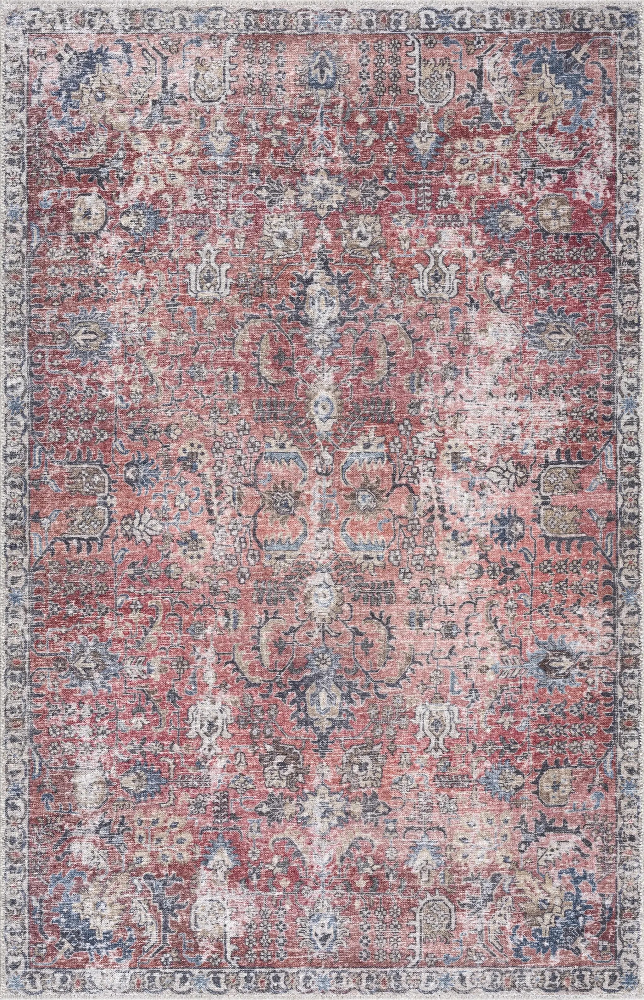 Burgundy Holi-2303 Washable Area Rug by Hauteloom