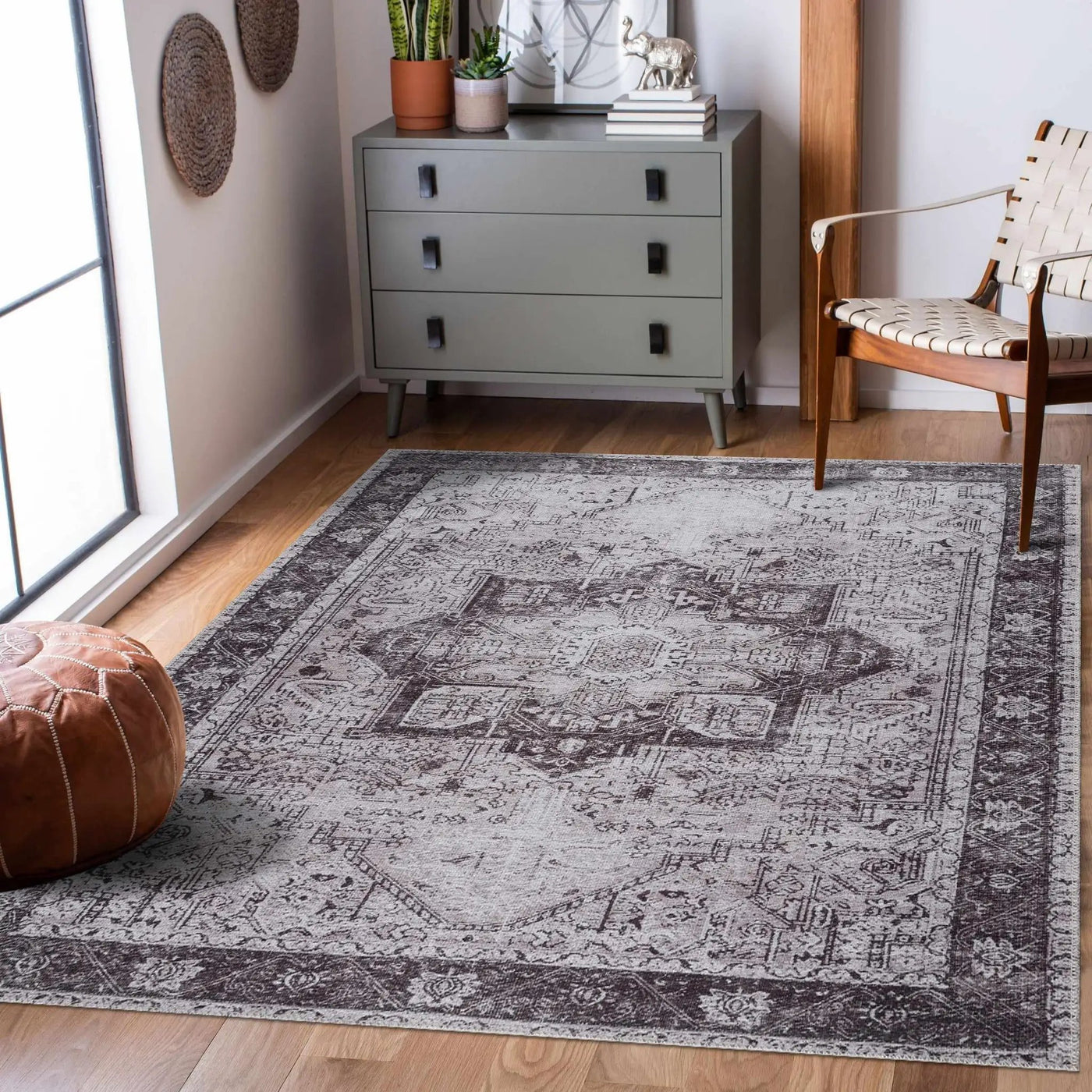 Rosman Gray Washable Area Rug by Hauteloom