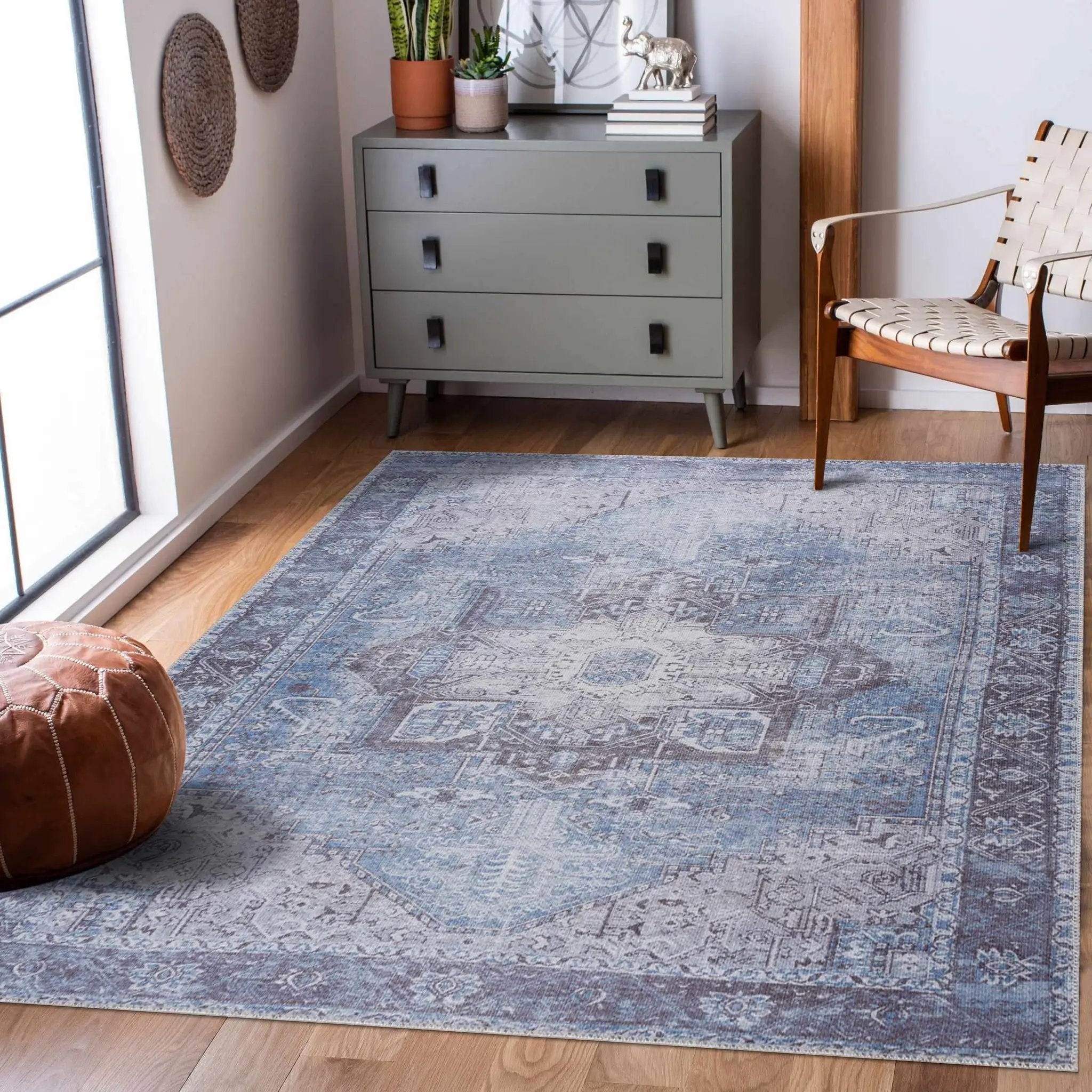 Rosman Blue Washable Area Rug by Hauteloom