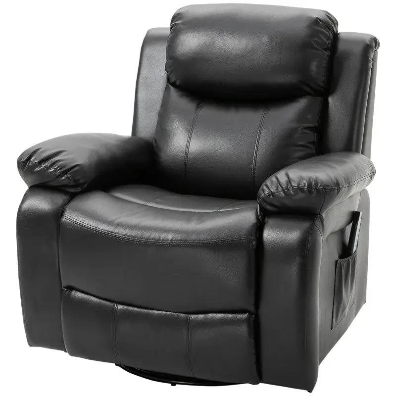 Adjustable Black Faux Leather Remote Massage Recliner Chair w/ Footrest by HomePacific