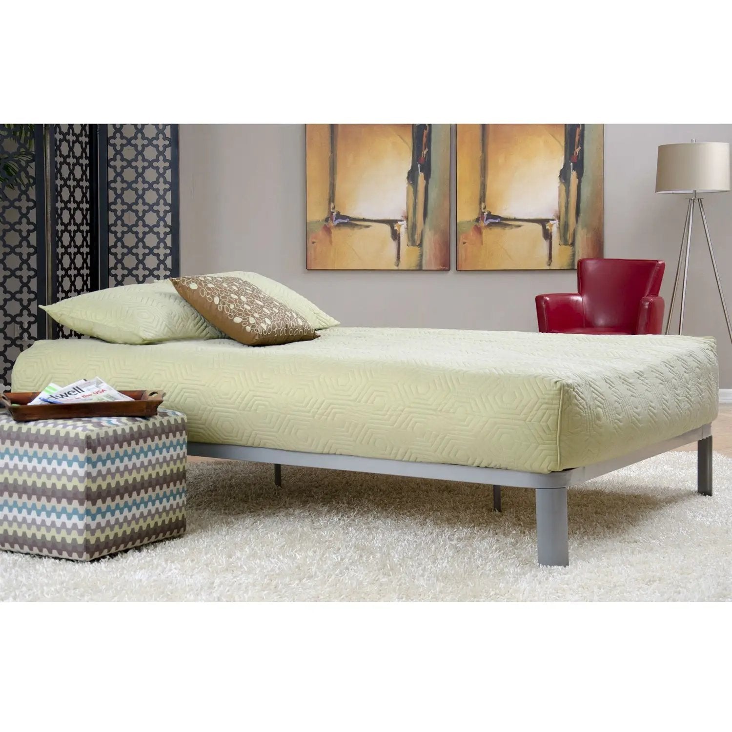 Twin size Luna Metal Platform Bed Frame with Wood Slats by HomePacific