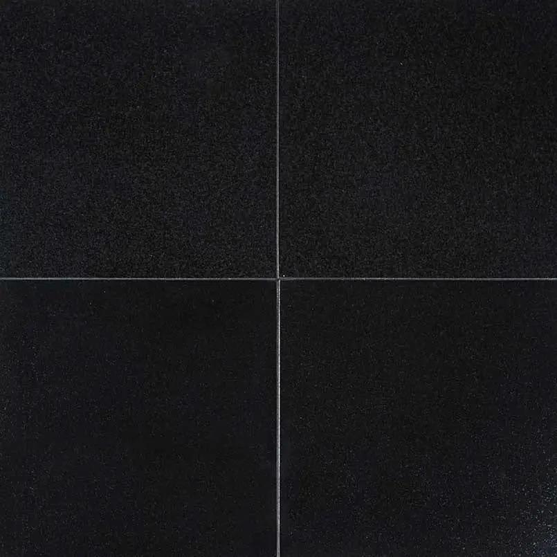 Absolute Black Polished Granite Tiles 12x12 close up