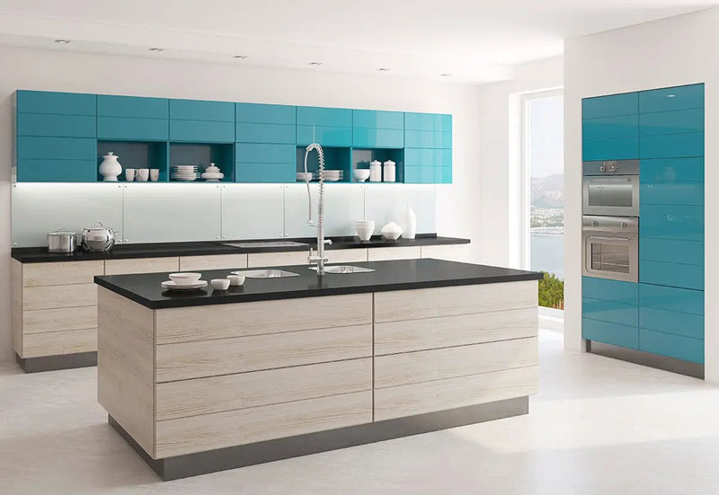 Absolute Black Polished Granite Tiles 12x12 in a finished room