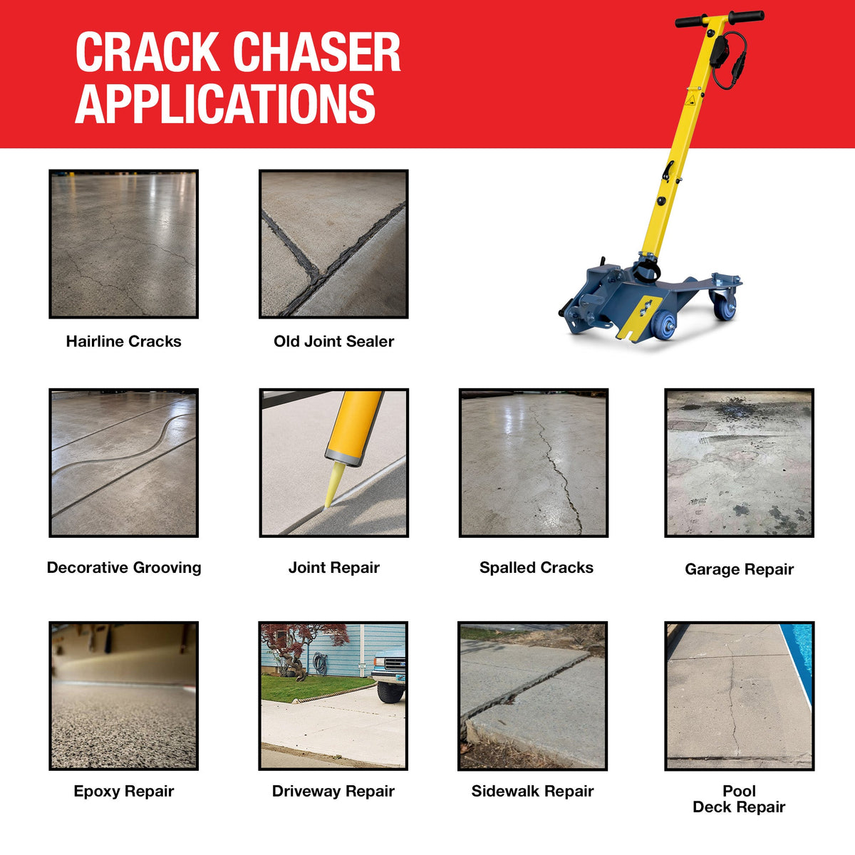 Concrete Crack Chaser 4.5" Grinder Epoxy & Concrete Repair Walk Behind, photo 4 of 11