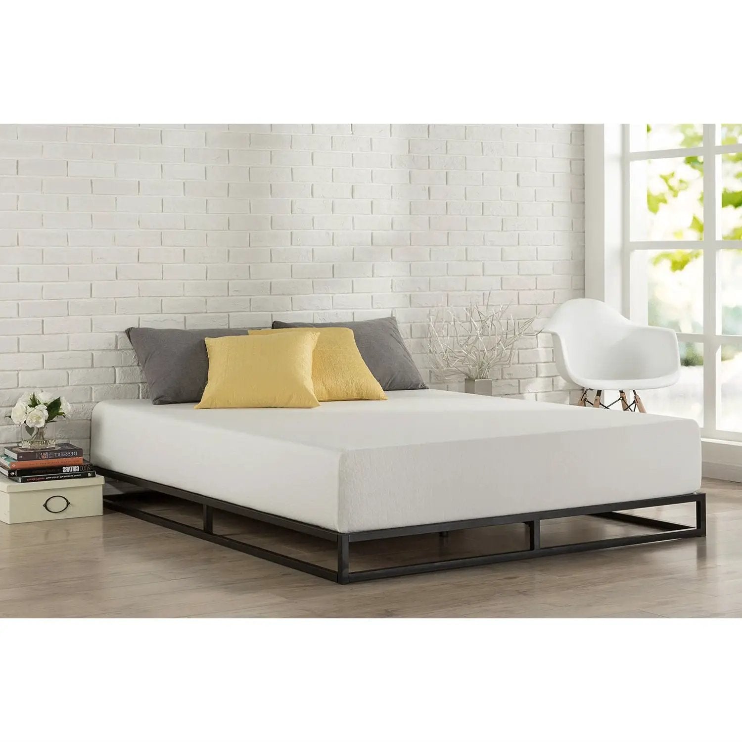 Twin 6-inch Low Profile Platform Bed Frame with Modern Wood Slats Mattress Support System by HomePacific