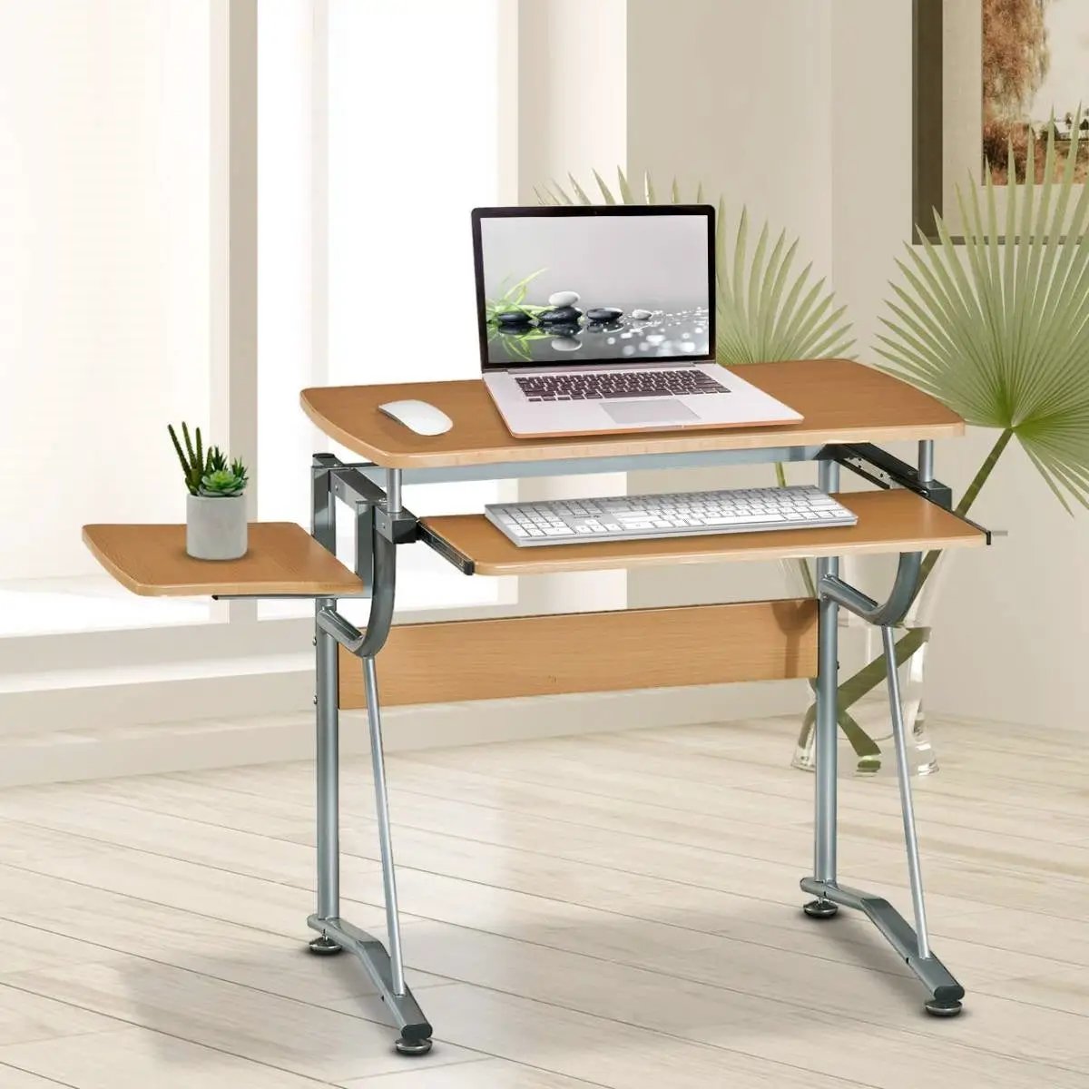 Compact Contemporary Computer Desk in Light Cherry Finish by HomePacific