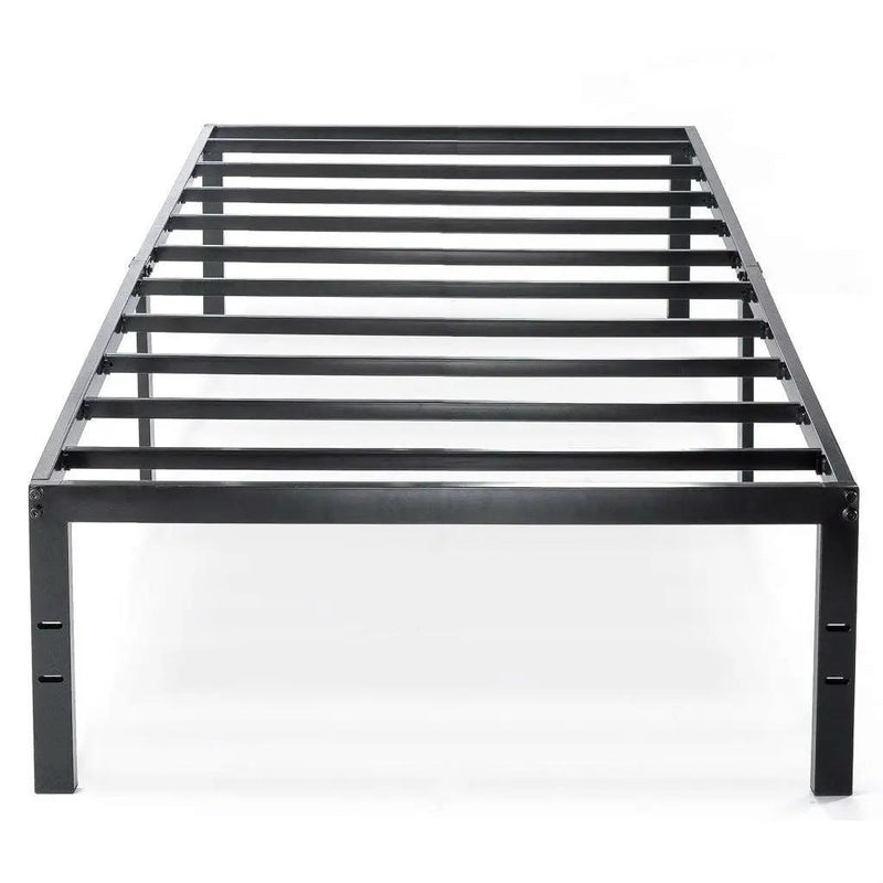 Twin size Black Metal Platform Bed Frame with Headboard Attachment Slots by HomePacific