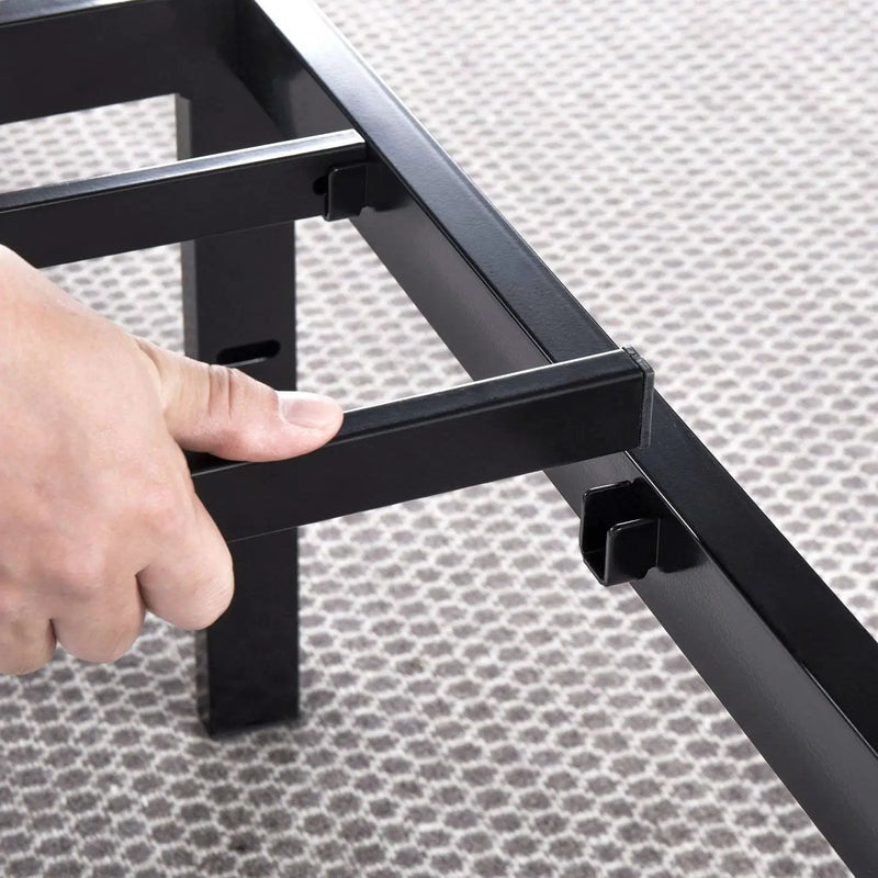 Twin size Black Metal Platform Bed Frame with Headboard Attachment Slots by HomePacific