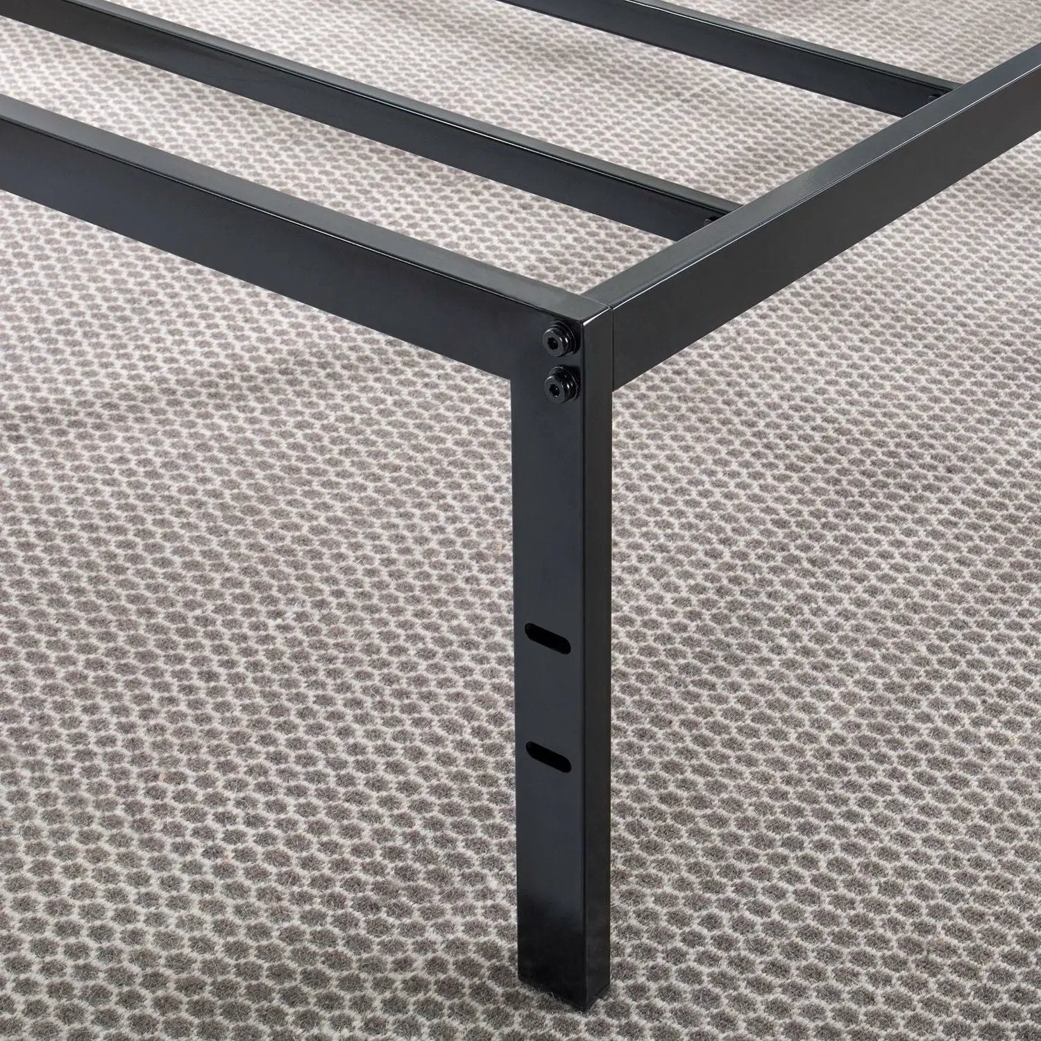 Twin size Black Metal Platform Bed Frame with Headboard Attachment Slots by HomePacific